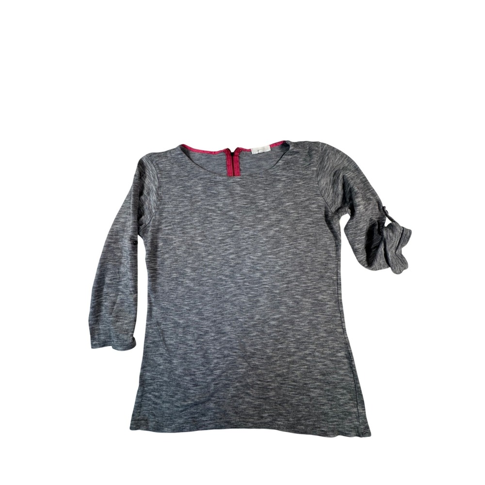 Women's Medium Grey‎ Pink Zip Back 3/4 Sleeve Cotton